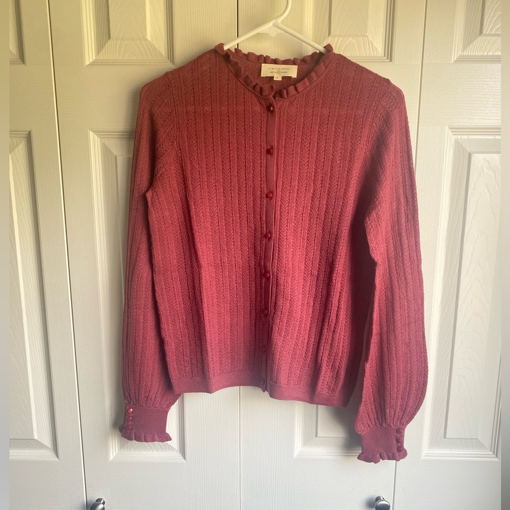 Sezane Louis Pink Knit Cardigan Size M - Picture 4 of 11